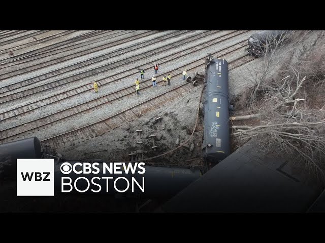 ⁣Train cars full of ethanol derail and crash into Worcester building