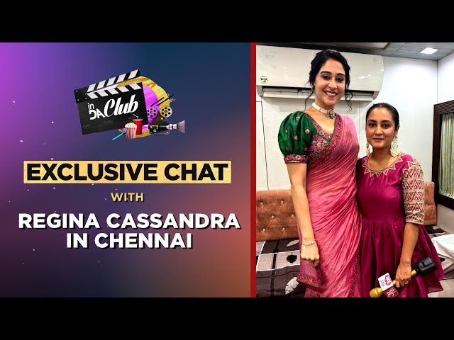 ⁣Regina Cassandra on the sets of her upcoming film 'Mookuthi Amman 2' starring Nayanthara