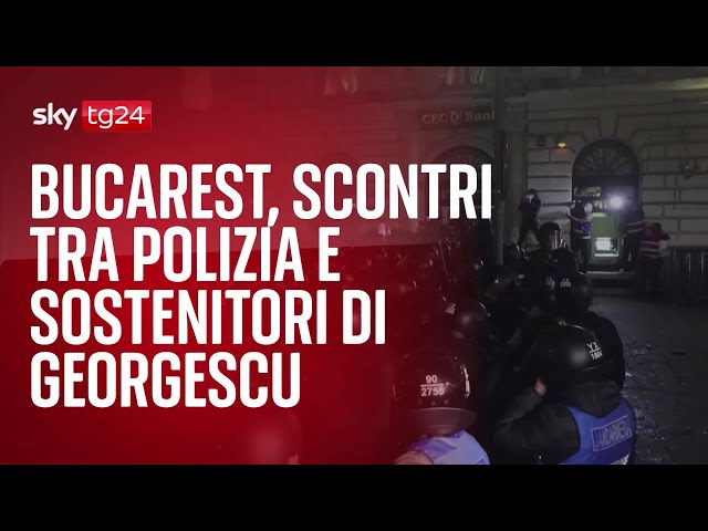 ⁣Bucarest, scontri tra polizia e sostenitori di Georgescu