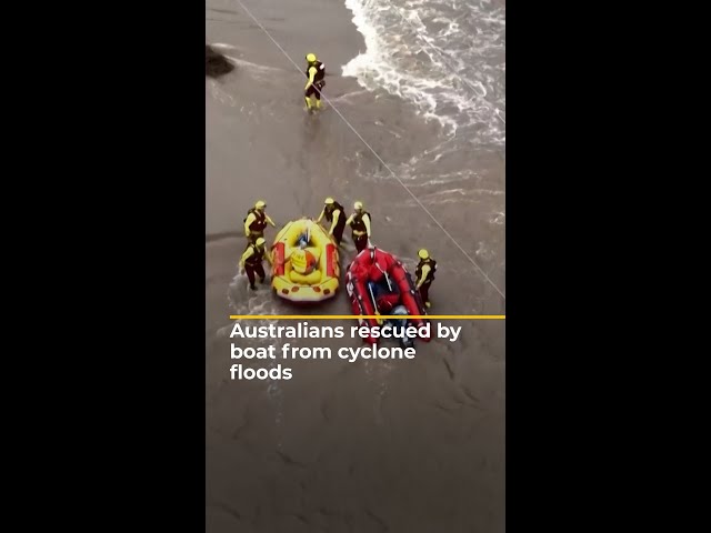 ⁣Australians rescued by boat from cyclone floods | AJ #shorts