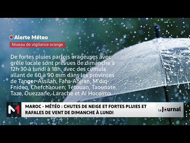 ⁣Averses orageuses, chutes de neige et rafales de vent :Voici le temps qu'il fera ce lundi 10/03