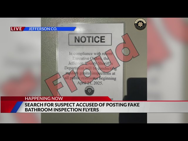 ⁣Suspect wanted for posting fake bathroom inspection flyers