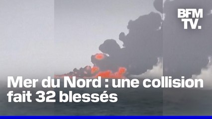 ⁣Mer du Nord: une collision entre deux bateaux fait 32 blessés, le risque d'une marée noire pas 