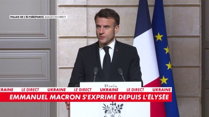 ⁣Guerre en Ukraine : Emmanuel Macron s'exprime depuis l'Elysée