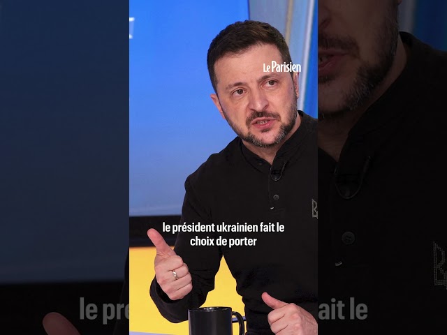 ⁣Zelensky s'excuse ironiquement de ne pas être en costume