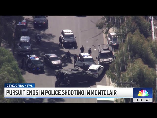 ⁣Officers open fire on car chase suspect after barricading self in Montclair