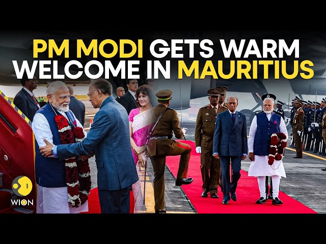 ⁣PM Modi in Mauritius Live: PM Modi receives a warm welcome from Indian community in Mauritius I WION