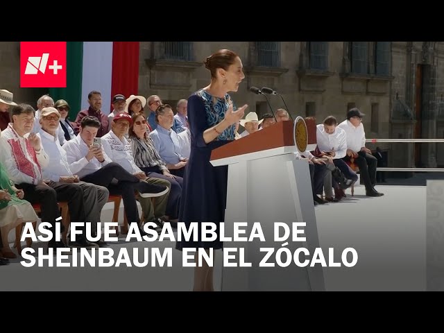 Sheinbaum celebró la prórroga de aranceles frente a miles de personas durante asamblea en el Zócalo