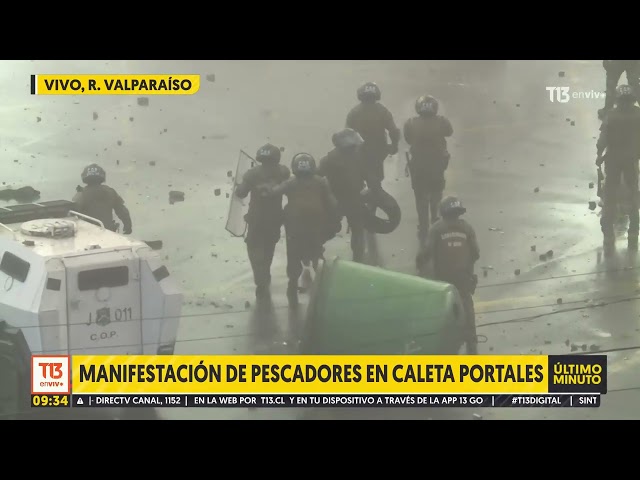 ⁣Manifestación de pescadores en Caleta Portales y otros puntos de Valparaíso