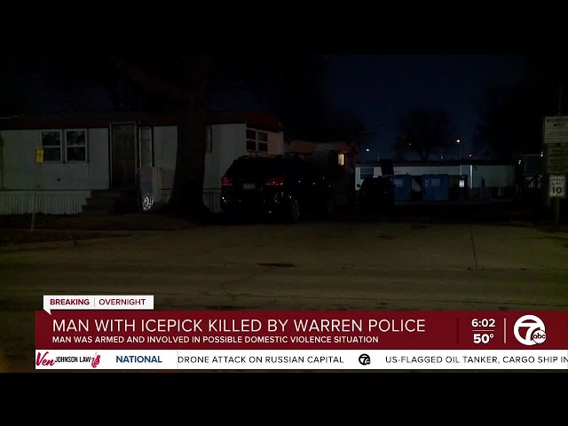 ⁣Man with icepick shot & killed by Warren Police