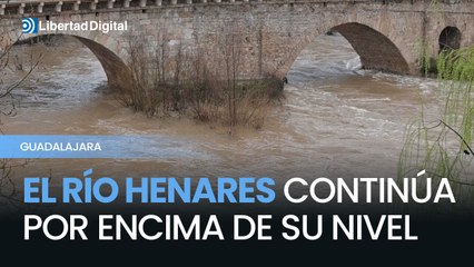 ⁣El río Henares en Guadalajara continúa por encima de su nivel tras varios desembalses