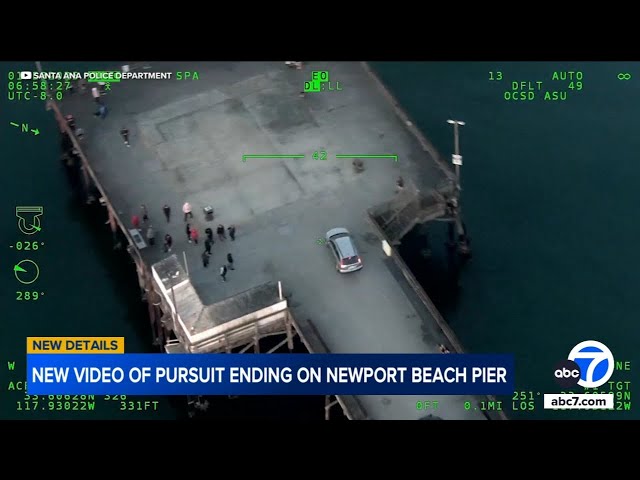 ⁣NEW VIDEO: Footage from police helicopter details deadly chase that ended on Newport Beach Pier