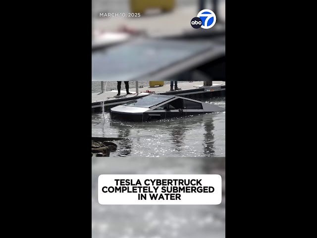 ⁣Tesla Cybertruck completely submerged underwater in Ventura Harbor