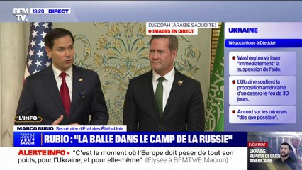 ⁣Marco Rubio, secrétaire d'État des États-Unis, au sujet de la Russie: les minerais "n'