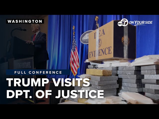 ⁣Trump rallies support for 'tough on crime' agenda at DOJ visit