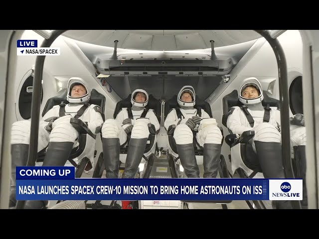 ⁣LIVE: NASA launches SpaceX Crew-10 mission to bring home astronauts on ISS