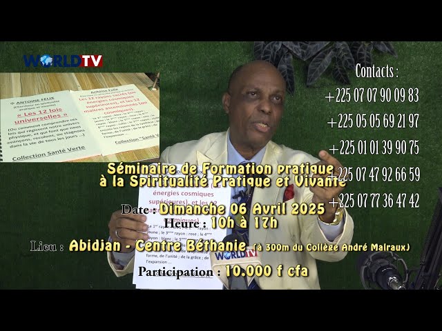 ⁣Dimanche 6 Avril 2025, Grand Séminaire de Formation pratique à la Spiritualité Pratique et Vivante