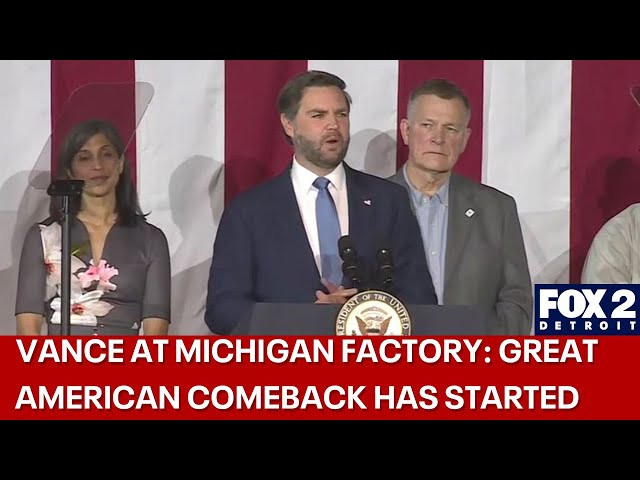 ⁣VP JD Vance visits Michigan factory near Bay City