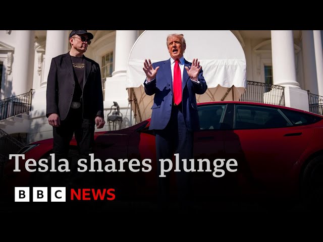 ⁣Tesla shares plunge as Elon Musk’s company raises alarm about Trump’s trade tariffs | BBC News