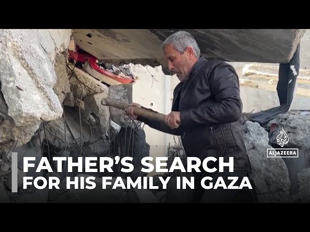 ⁣A father's desperate search for his family in Gaza