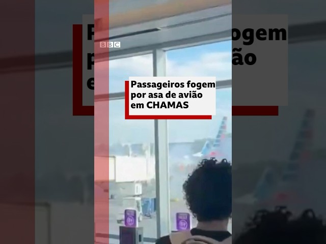 ⁣Avião nos EUA pega fogo e causa pânico entre passageiros #bbcnewsbrasil