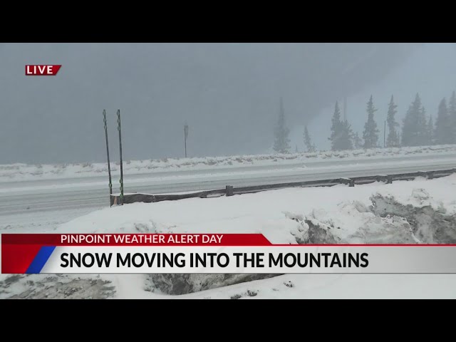 Snow falling in the Colorado mountains