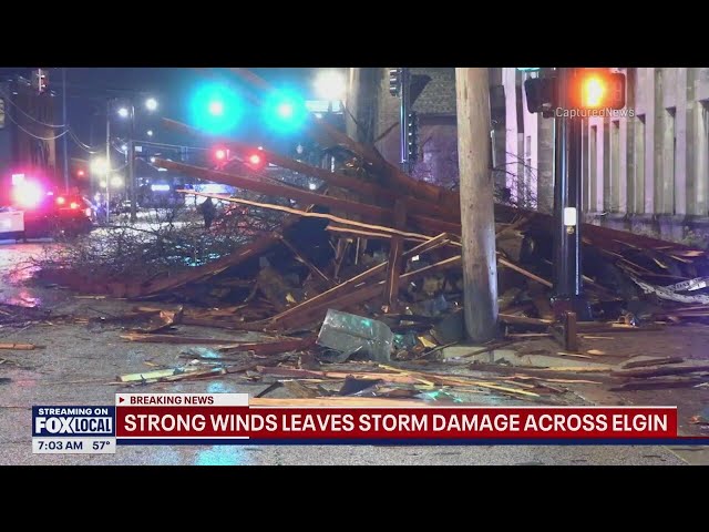 ⁣Storm winds damage buildings in Chicago's northwest suburbs