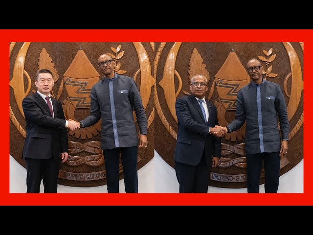 ⁣H.E. Kagame met Wang Xuekun and Eduardo Filomeno, outgoing Ambassadors of China, Angola to Rwanda