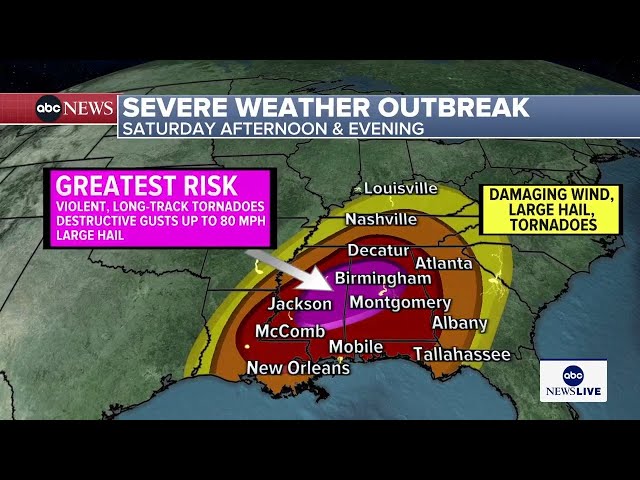 ⁣LIVE WEATHER MAP: Tracking severe weather outbreak