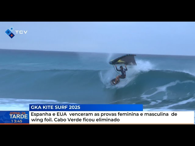 ⁣Espanha e EUA venceram as provas feminina e masculina de wing foil. Cabo Verde ficou eliminado