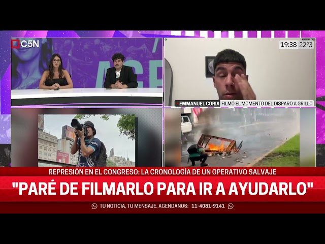 ⁣Hablamos con EMANUEL CORIA, periodista que FILMÓ el DISPARO a PABLO GRILLO