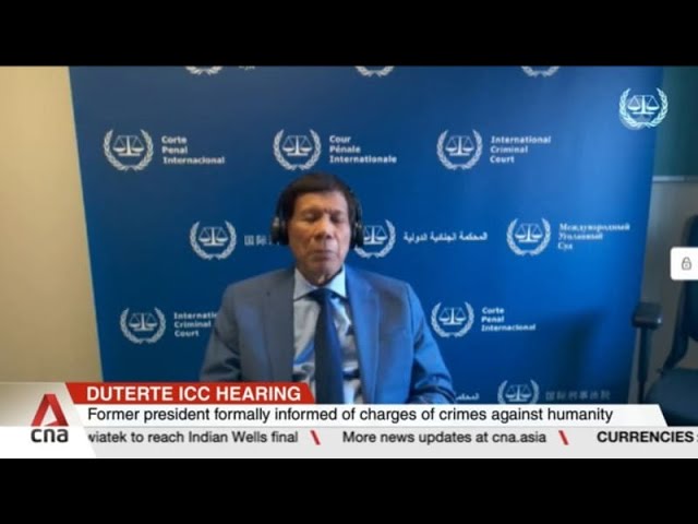 ⁣Former Philippine president Rodrigo Duterte makes first appearance at ICC via video