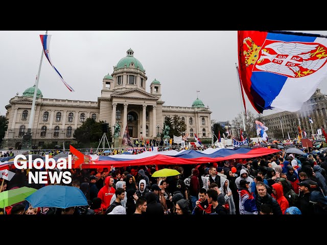 Serbia protests: Students in Belgrade gather for largest anti-government demonstration in decades