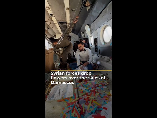 ⁣Syrian forces drop flowers over the skies of Damascus | AJ #shorts