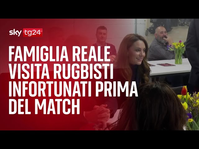 ⁣Famiglia reale visita rugbisti infortunati prima del match