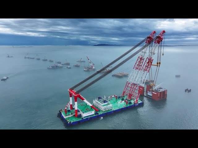 ⁣Xiamen-Kinmen Bridge enters new marine construction phase