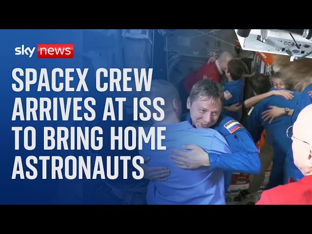 ⁣SpaceX crew welcomed into ISS to replace astronauts stranded for nine months