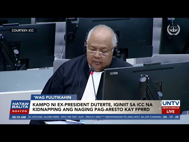 ⁣Kampo ni Ex-Pres. Duterte, iginiit sa ICC na kidnapping ang naging pag-aresto kay FPRRD