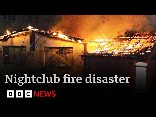 ⁣Video reveals moment Macedonia nightclub caught fire claiming 59 lives | BBC News