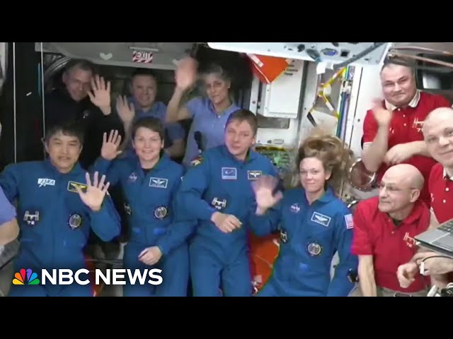 ⁣NASA astronauts welcome replacements at International Space Station