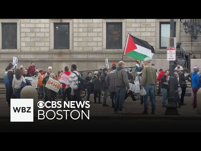 ⁣Demonstration held in Boston in support of detained pro-Palestinian activist