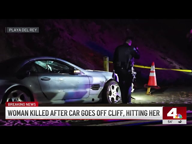 Woman killed after car goes off a cliff and hits her in Playa del Rey