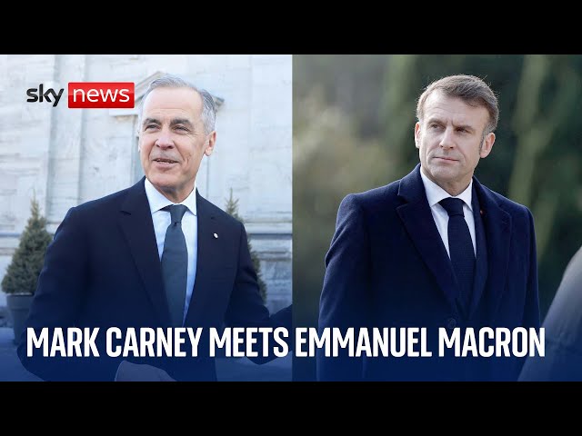 ⁣Emmanuel Macron meets Canada's new Prime Minister Mark Carney in Paris