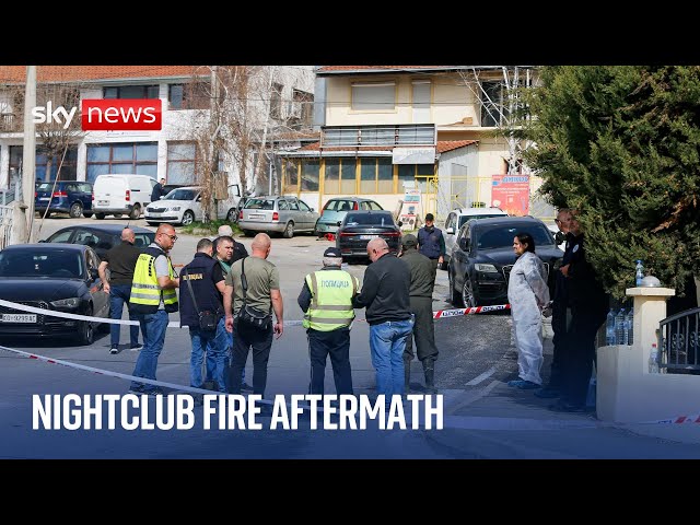 ⁣Aftermath of North Macedonia nightclub fire which killed 59 people