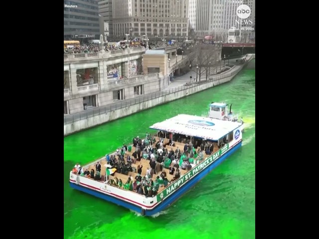 Chicago river dyed green for St. Patrick's Day #chicago #stpatricksday