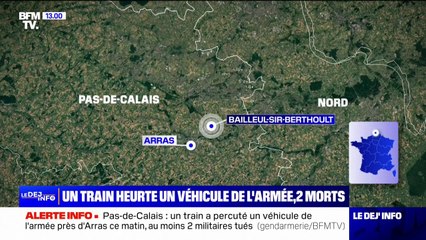 Pas-de-Calais: un véhicule de l'armée a été percuté par un train à un passage à niveau, deux mi