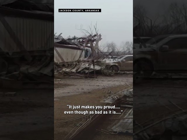 ⁣Powerful tornado rips through Arkansas community