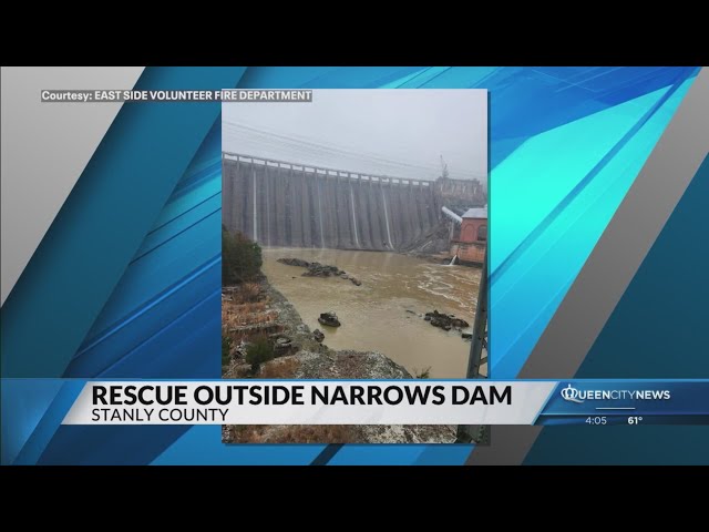 ⁣Stanly County crews rescue person outside Narrows Dam