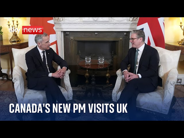 ⁣Canada's new prime minister Mark Carney meets King Charles and Sir Keir Starmer